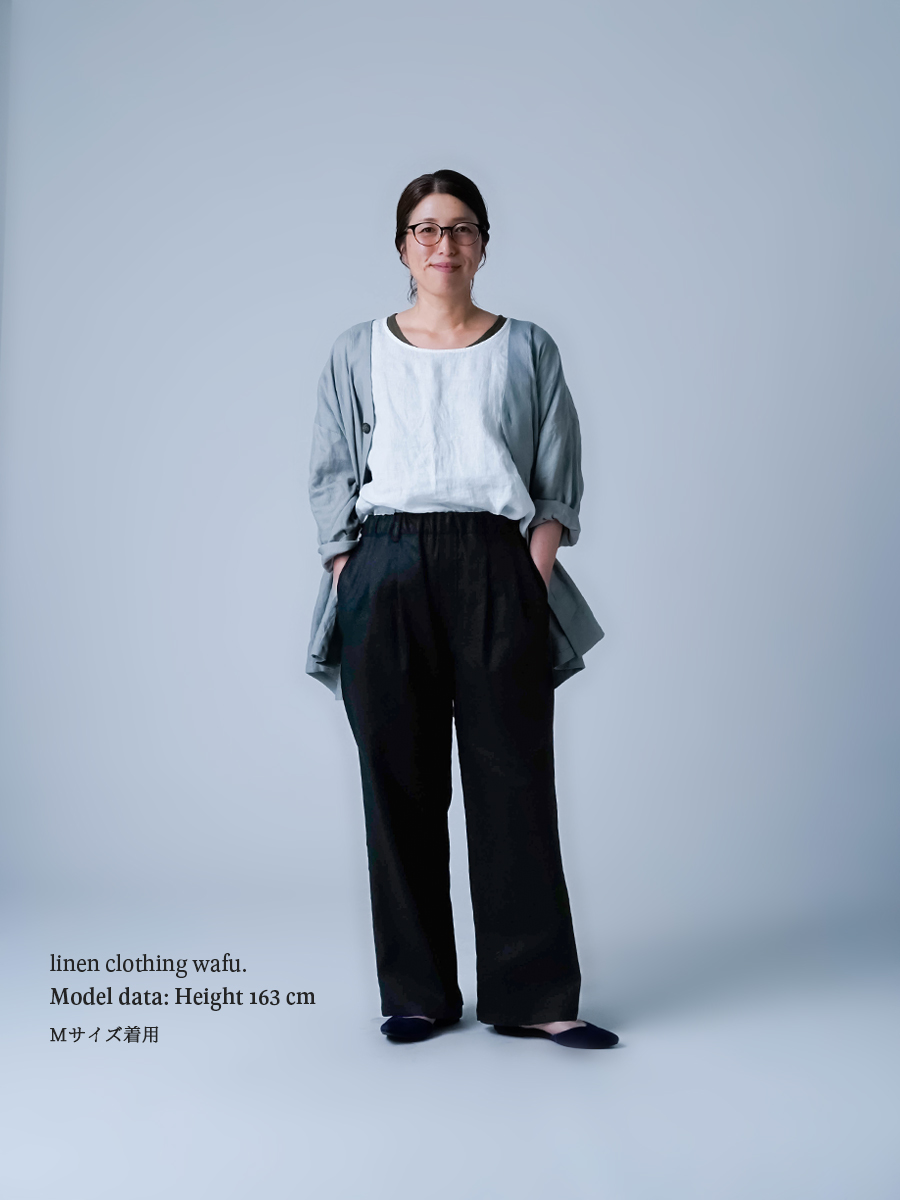 リネンソロテックス】遠藤パンツ2 スラントポケットパンツ／ ブラック
