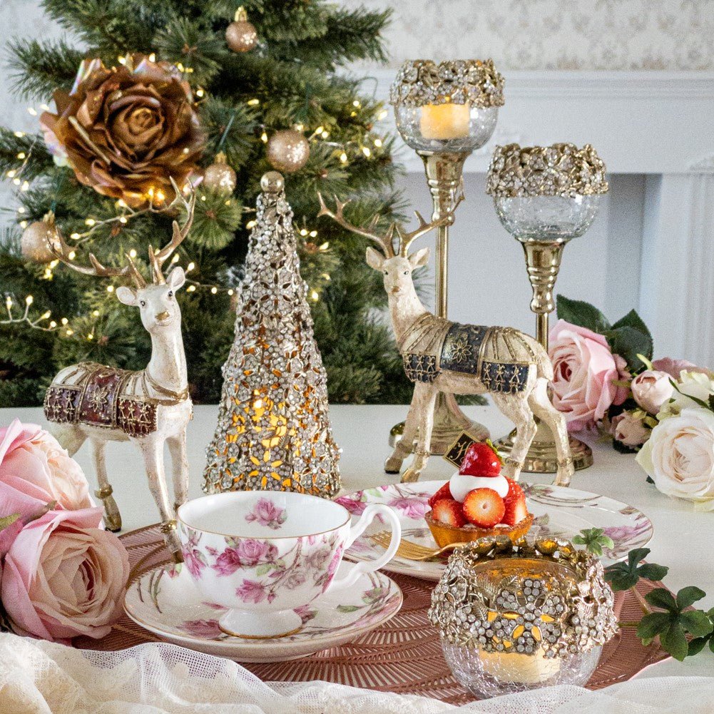 キャンドルホルダー スタンド ガラス 大 ティーライト用 ゴールド 金