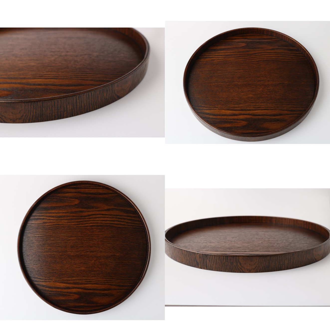 ☆和テイストな色合い木製丸盆ブラウンサークルトレー27cm|木の器