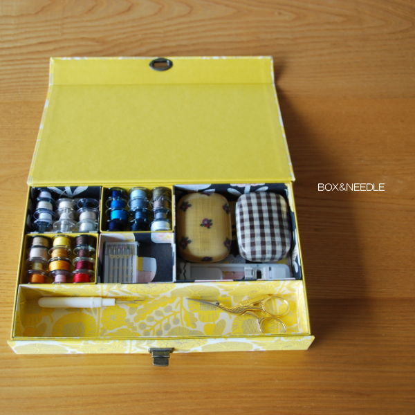 BOX＆NEEDLE 】貼り箱のジュエリーボックスにソーイング小物を収納
