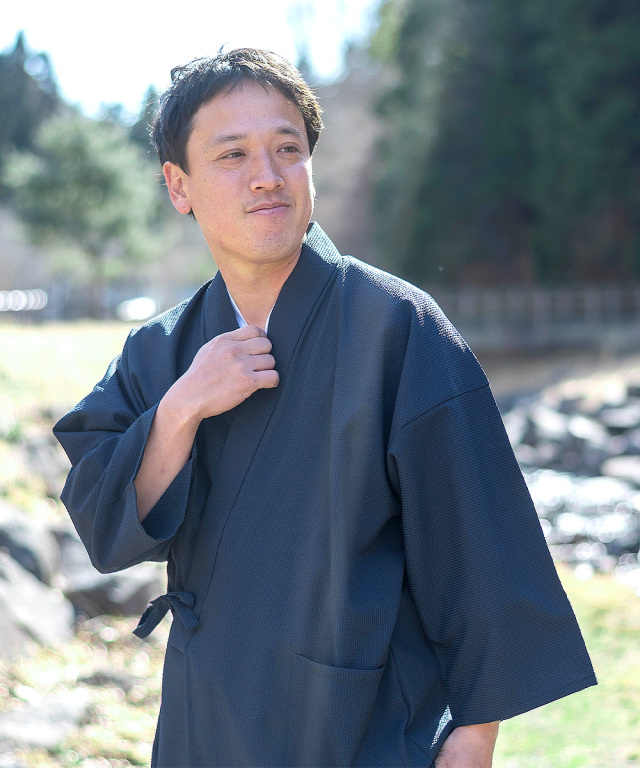 クールマックス・サッカー作務衣 No.1 濃紺 (M-LL) | 作務衣・甚平通販