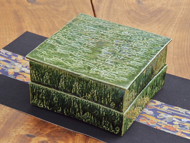 織部石目重箱二段 /福岡祥浩 - 【おとなの和食器屋 さんすい通販本店】