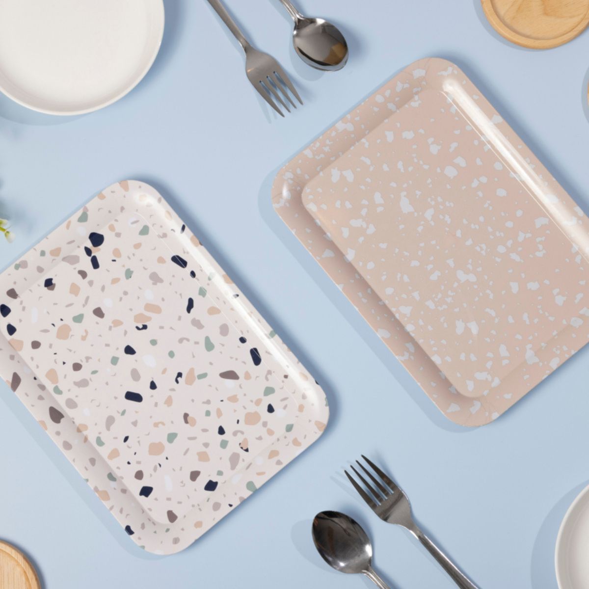 OUTLET】お盆 トレー スクエアPPトレイ テラゾータイル 365972