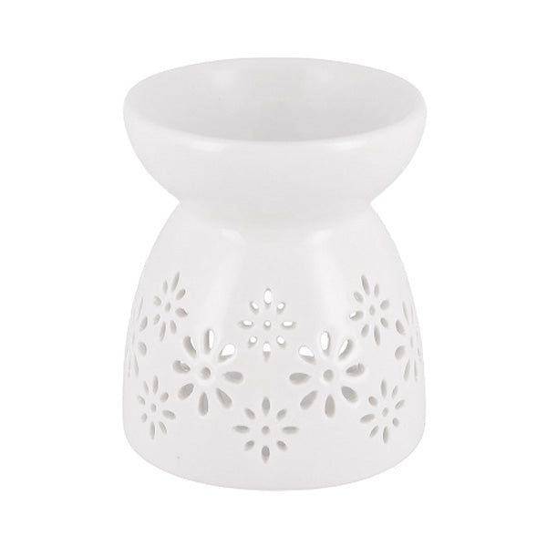 アロマポット ホワイト 花柄 7.5×7.5×8.8cm 323136