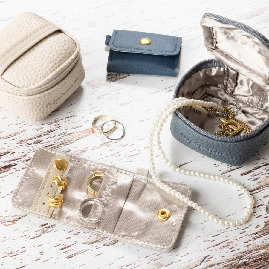 アクセサリーケース ジュエリーボックス ハンドル付 グレイッシュ