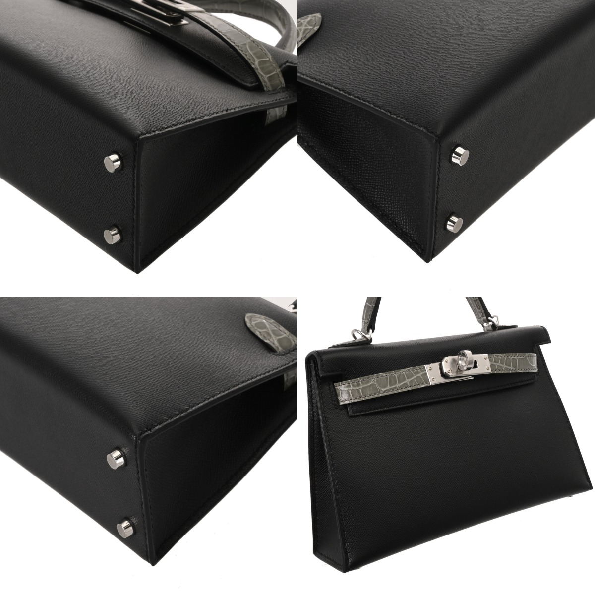 エルメス ミニケリー2 タッチ ブラック アリゲーターマット/ヴォー