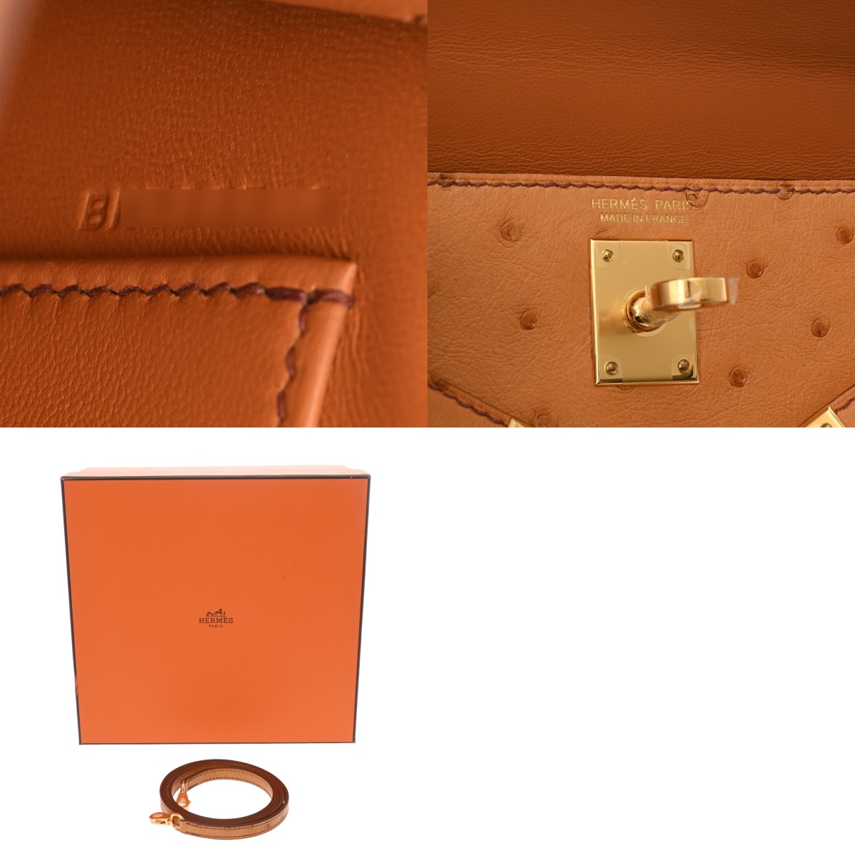 エルメス ミニケリー 2 2WAY サフラン オーストリッチ レディース