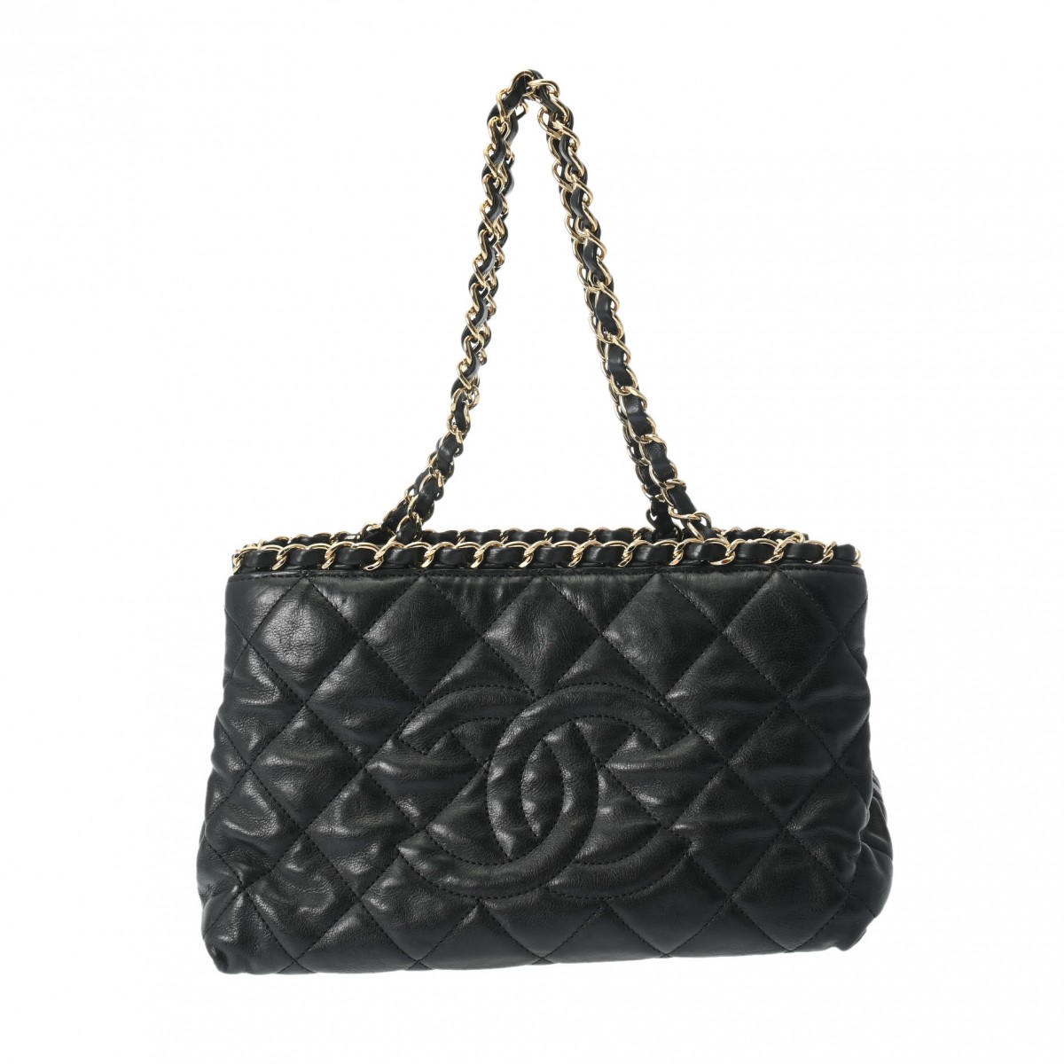 シャネル チェーンミートート ブラック A50494 カーフスキン