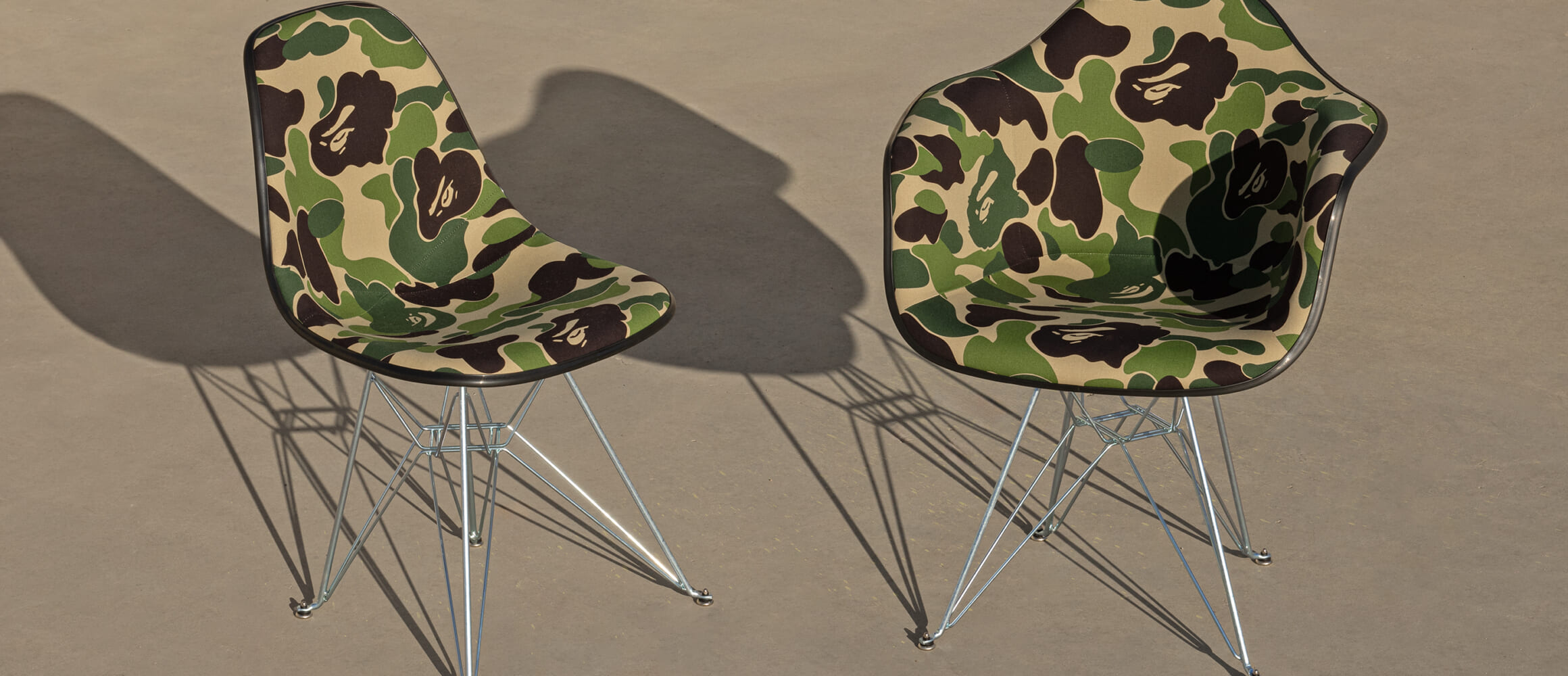 長く愛されるミッドセンチュリーモダンな家具がBAPEのカモフラでPOPに