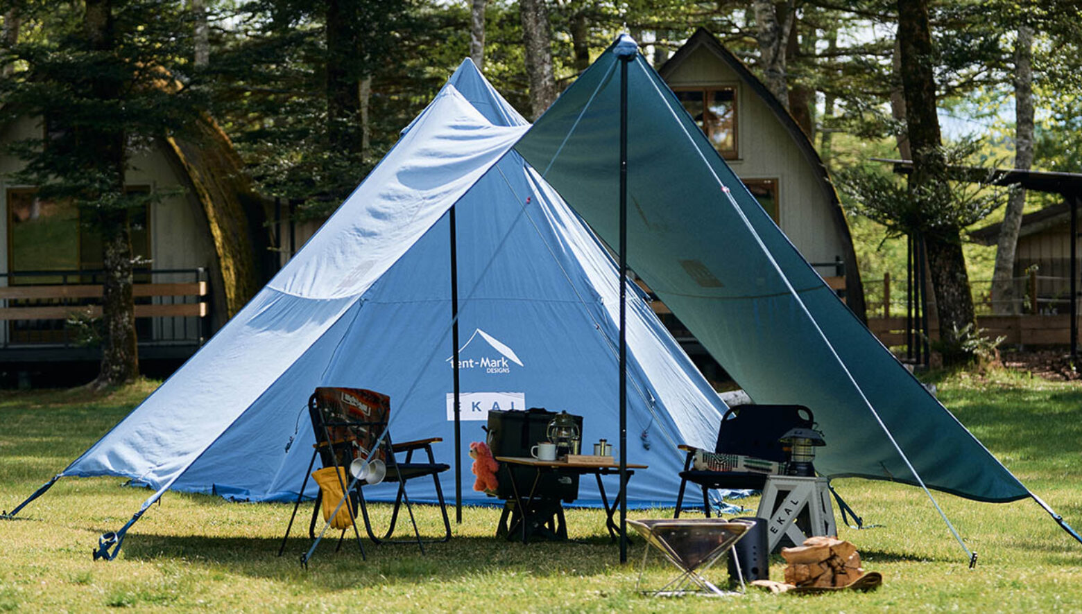 EKAL×テンマクデザインの即完コラボテントに対応する焚き火タープが