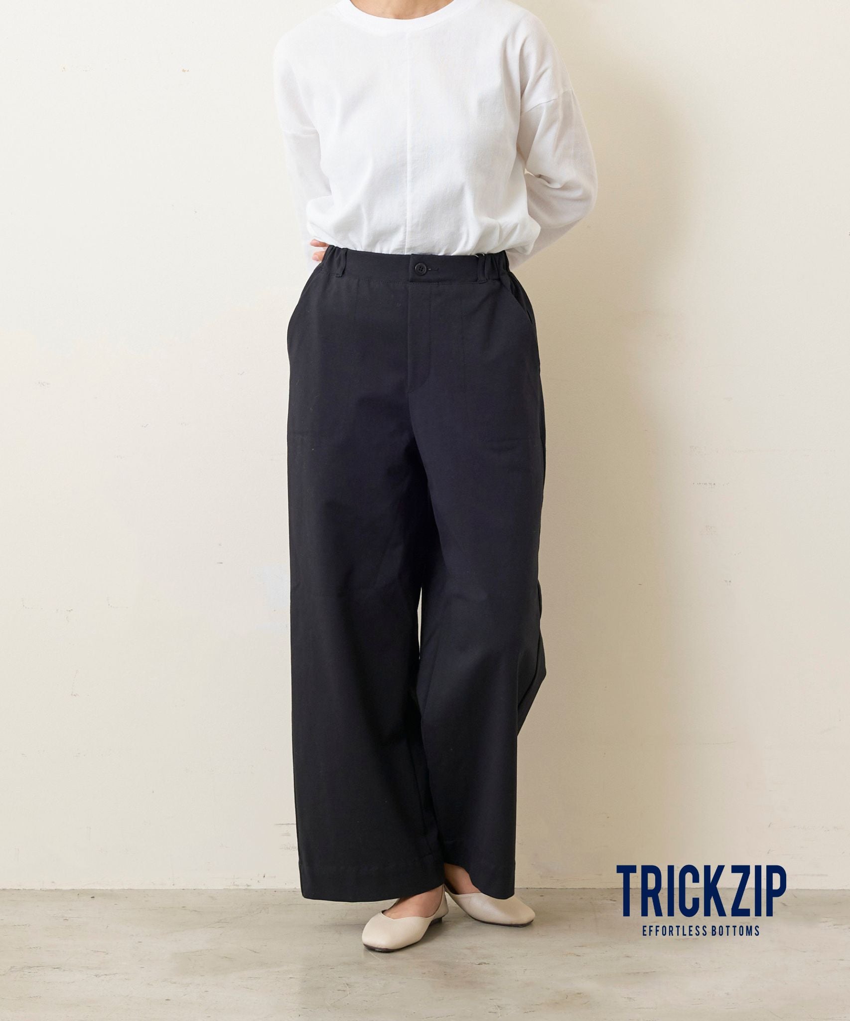WWOきれいめポンチのワイドパンツ(レディース・TRICKZIP)_8138106