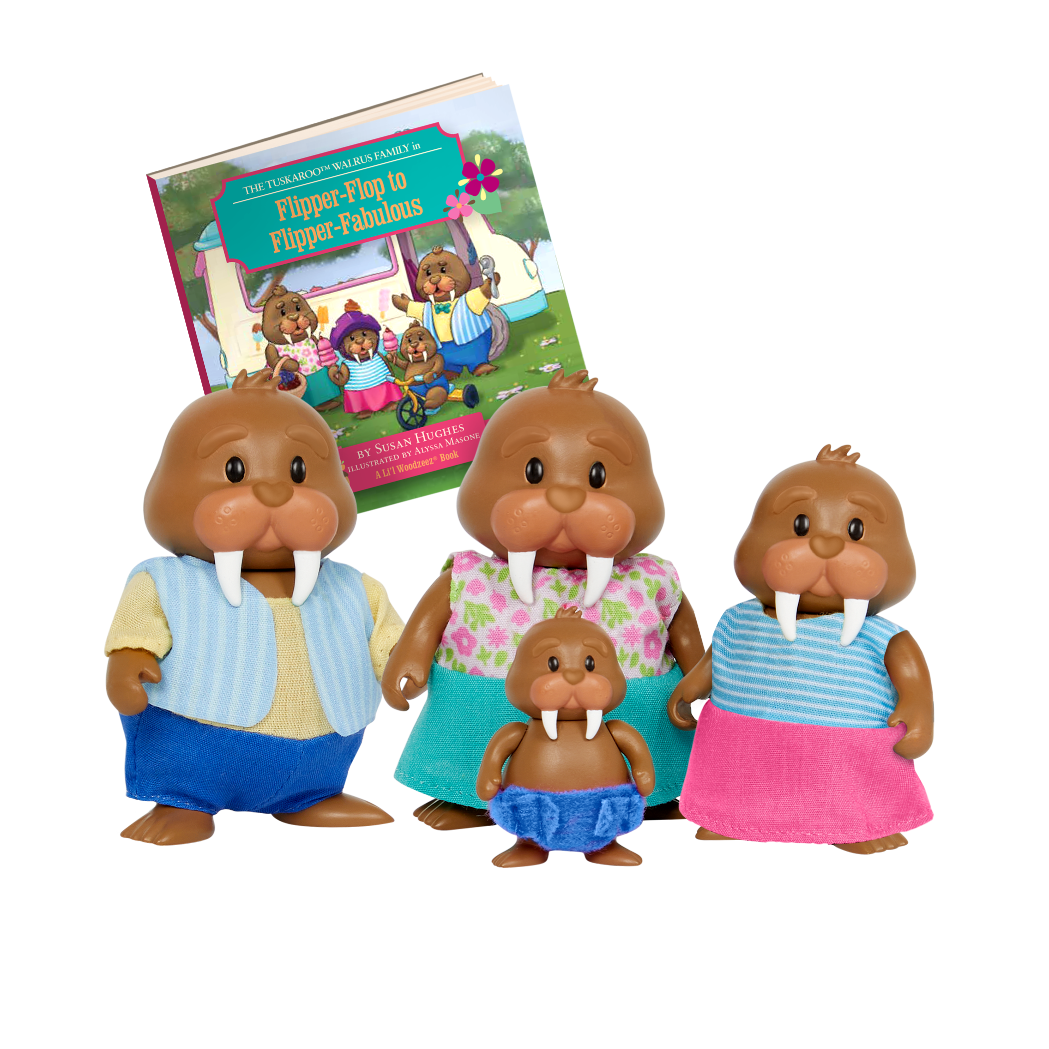 Tuskaroo Walrus Family | Animal Figurine Set | Li'l Woodzeez