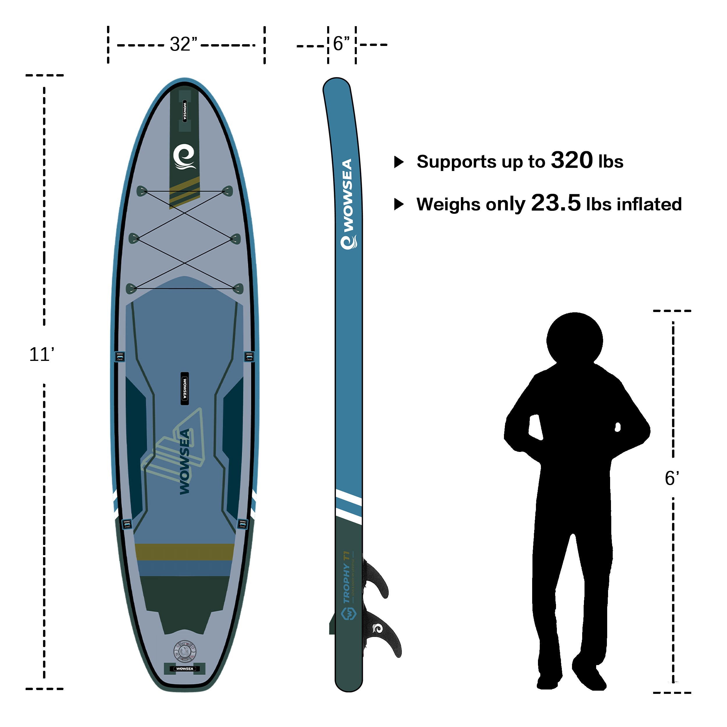 Trophy T1 11'/335cm SUP Paddle Board Package – WOWSEA SUP
