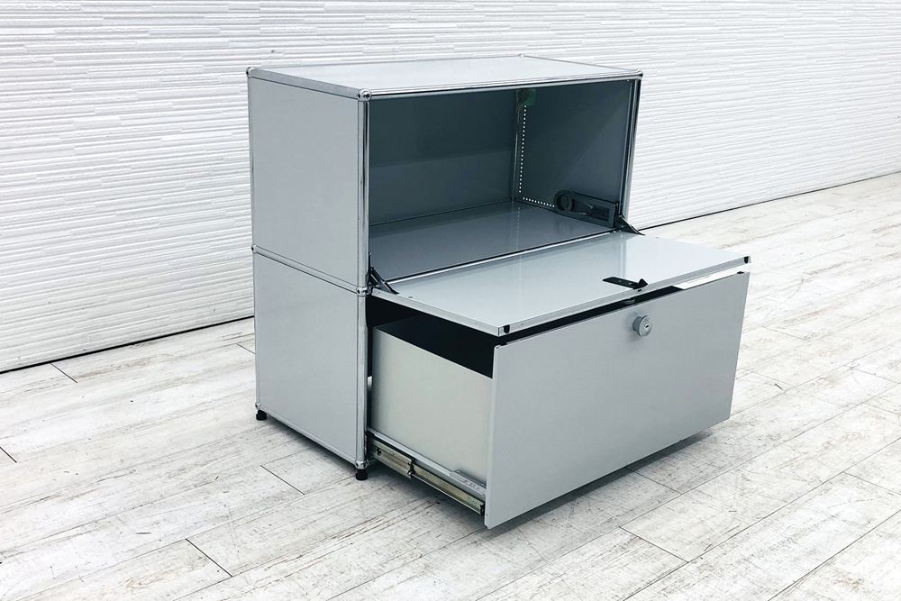 USMハラー オープン書庫 2段 グレー | 中古オフィス家具専門店の