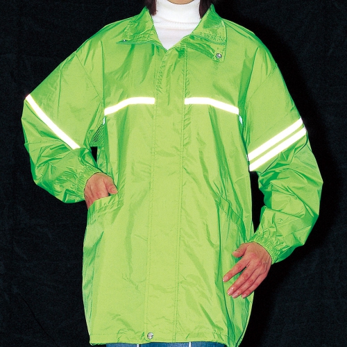 蛍光ウインドブレーカー（蛍光グリーン）｜交通安全・防犯・防災グッズ