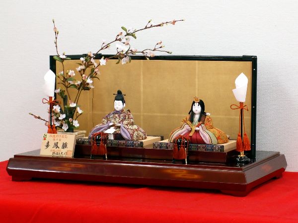 龍村裂を木目込んだ柿沼東光雛人形工房の伝統的工芸品親王飾りが安い