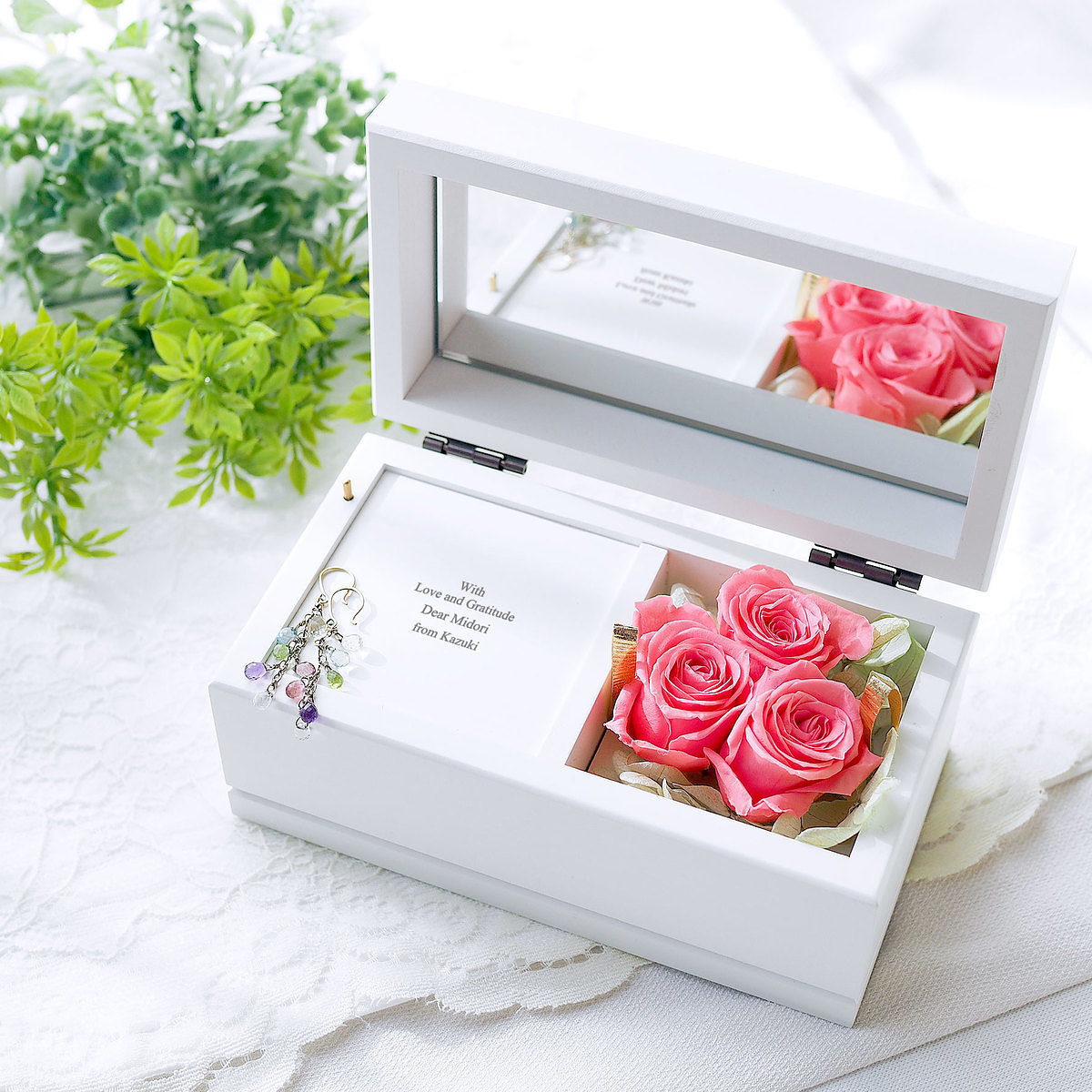 プリザーブドフラワー オルゴール ピンク [ 2-U ]