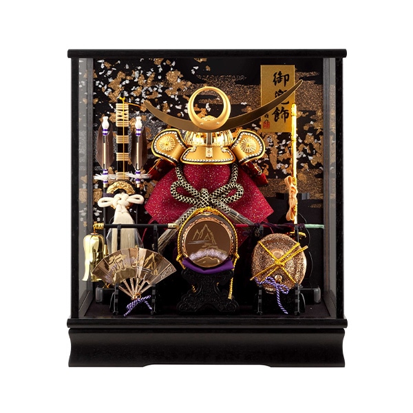 五月人形 コンパクト 兜ケース飾り 上杉謙信 藤翁作 翠雲 金