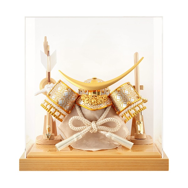 五月人形 兜飾り 金色鍬形 アクリルケース入り 弓太刀付き 五月人形