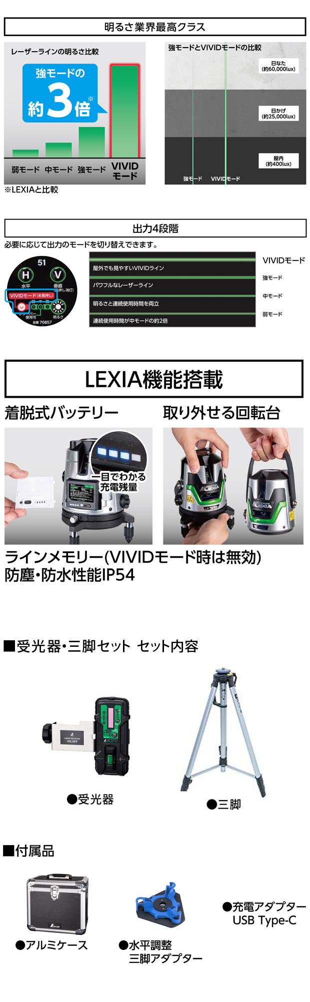 シンワ レーザーロボ LEXIA VIVID 51 グリーン 電動工具・エアー工具
