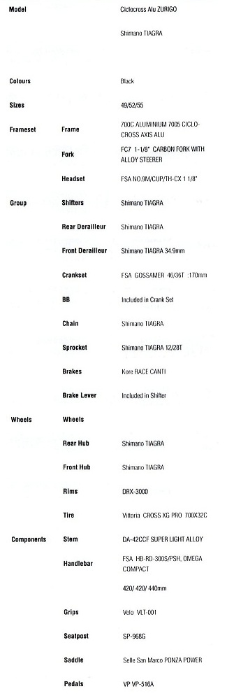 BIANCHI ZURIGO ALU Tiagra(ビアンキ ズリゴ アルミ ティアグラ) 2013