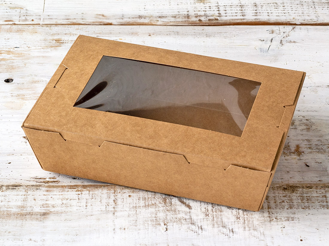窓付きランチボックス（M）クラフト | 紙製の弁当容器 | お菓子・パン