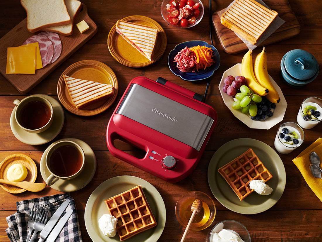 ビタントニオ ワッフル&ホットサンドベーカー レッド | ドーナツ型