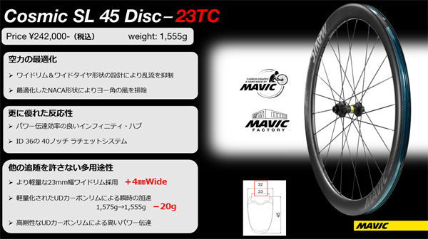 MAVIC 2026 COSMIC SL45 DISC 23mm F/R PAIR WHEEL SET マビック 2026