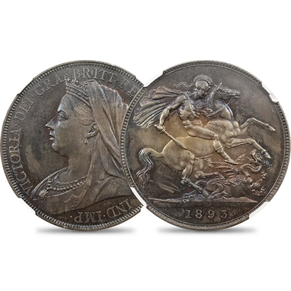 1893 ヴィクトリア女王 オールドヘッド 聖ジョージ竜退治 クラウン銀貨