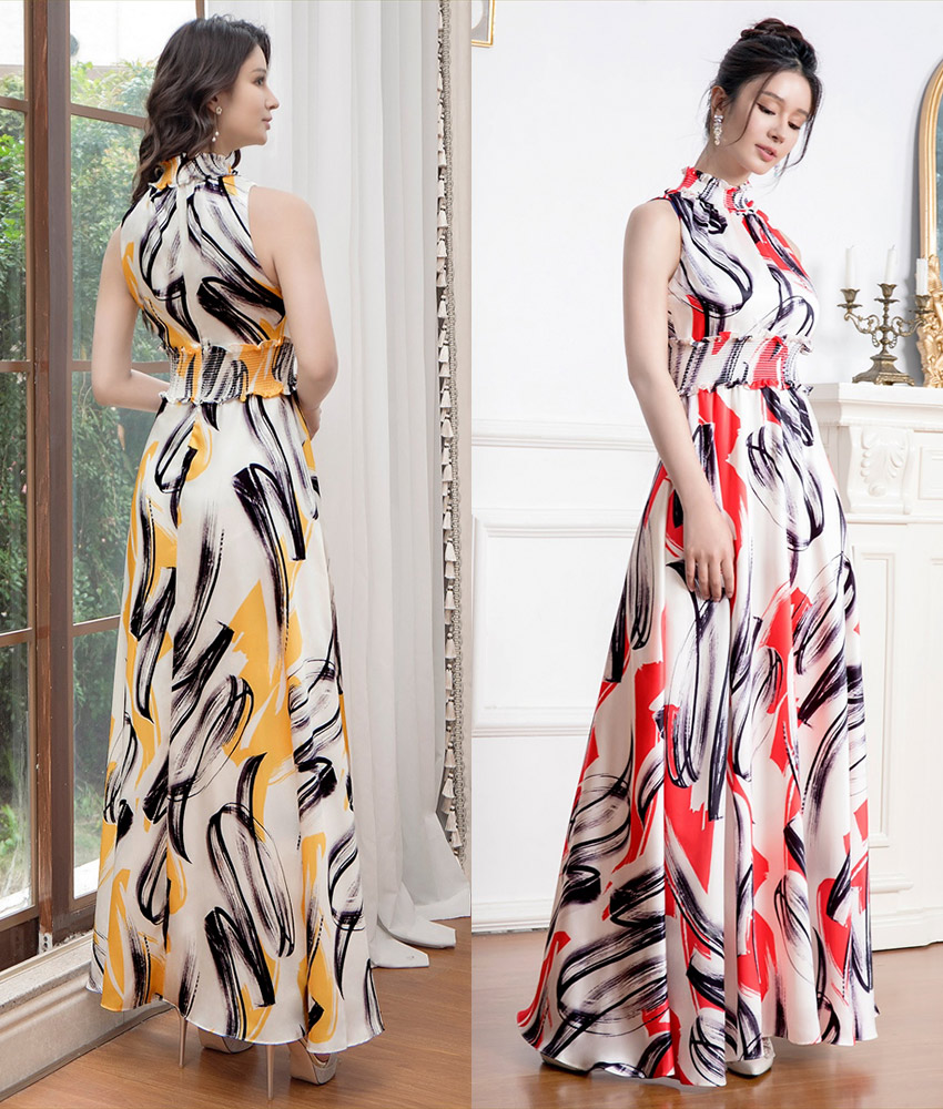 フリルマキシ丈ロングドレス/山崎みどり - カラードレス