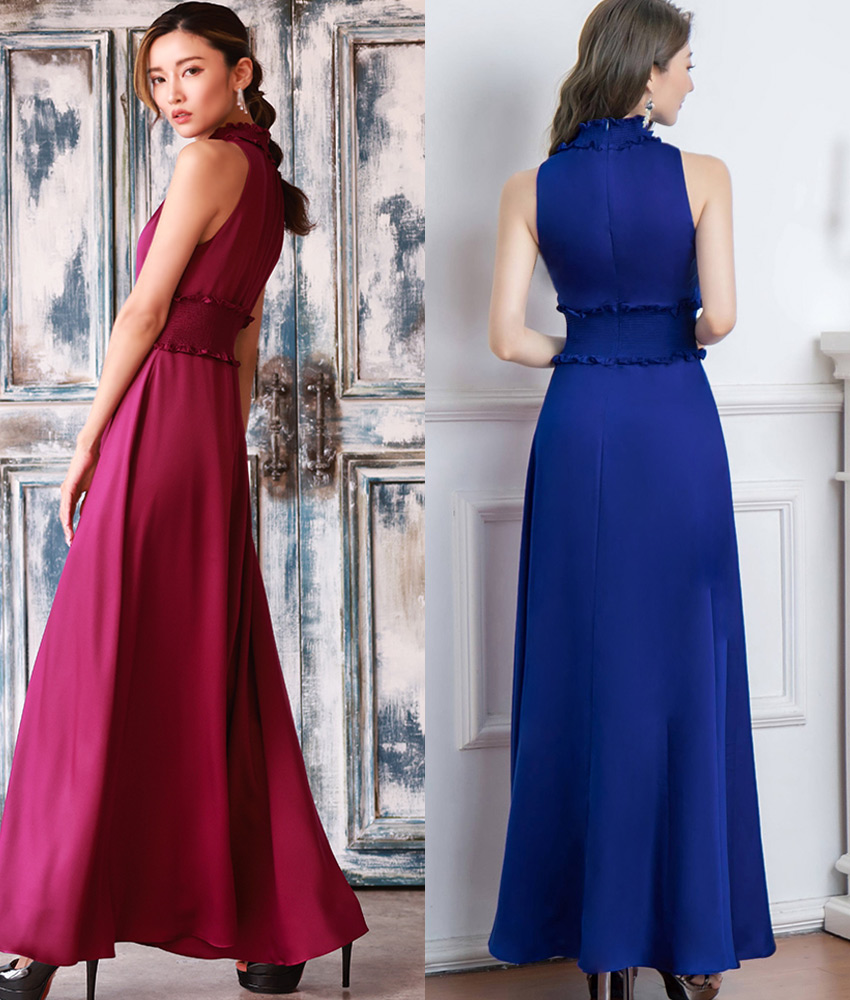 フリルマキシ丈ロングドレス/山崎みどり - カラードレス