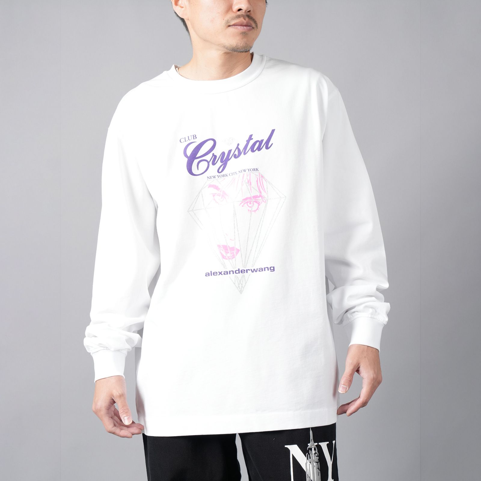 alexander wang - 【ラスト1点】 LONG SLEEVE TEE WITH CLUB CRYSTAL