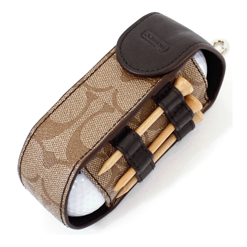 COACH】コーチ レザー ゴルフティーセット カーキ×ブラウン（ゴルフ