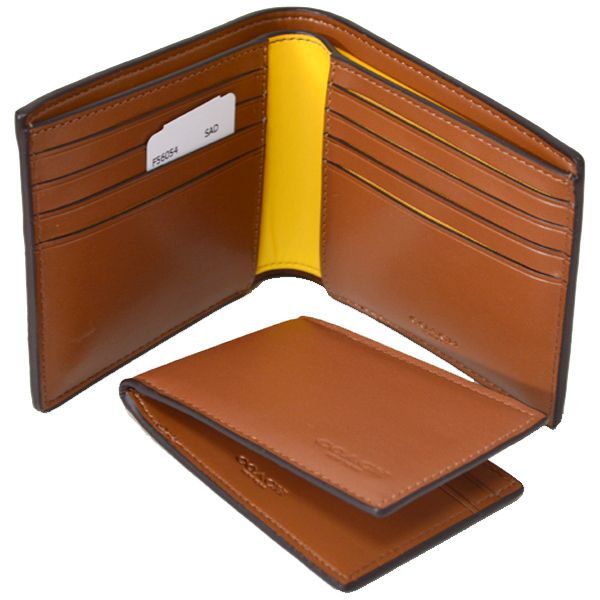 COACH】コーチ メンズ レザー パックマン カードケース付き 二つ折り