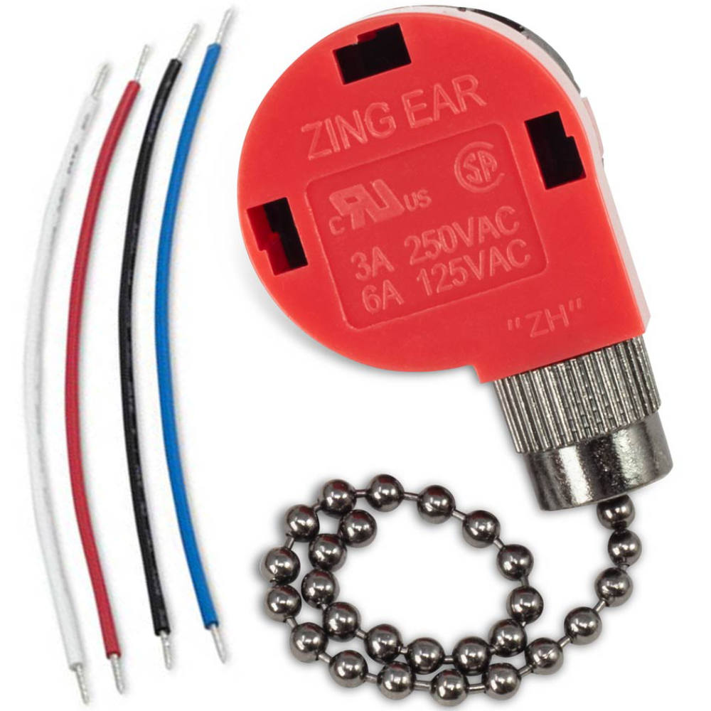 Zing Ear ZE-268s1 3 Speed 4 Wire Ceiling Fan Pull Chain Switch