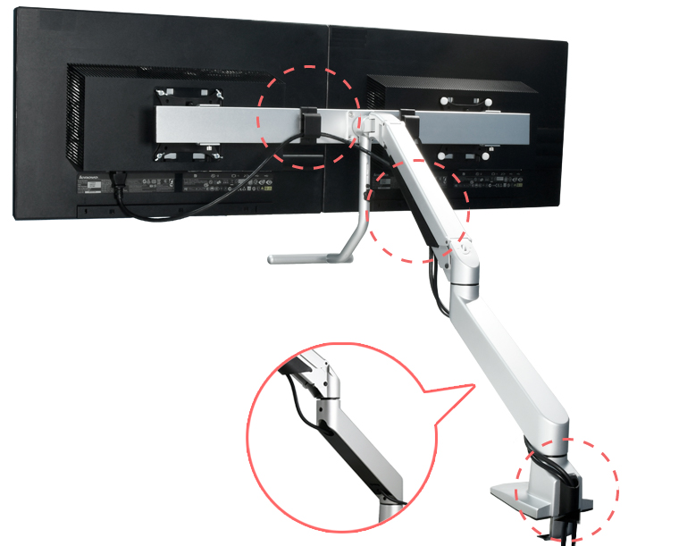 販売終了】 デュアルモニターアーム フリーハンドル式 (CEN-BS207-SV