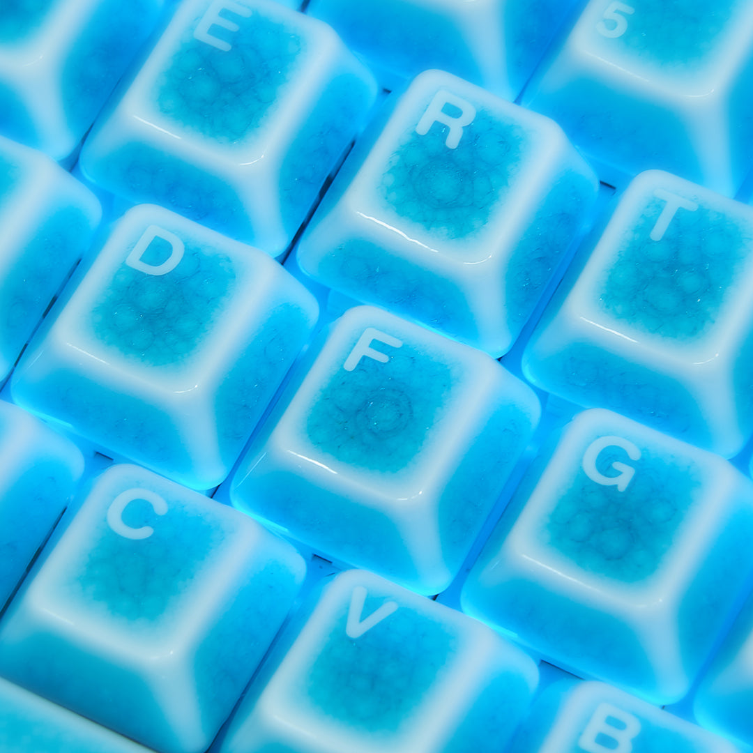114 Keys Blue Crazed Ceramic Keycaps Set | Cerakey