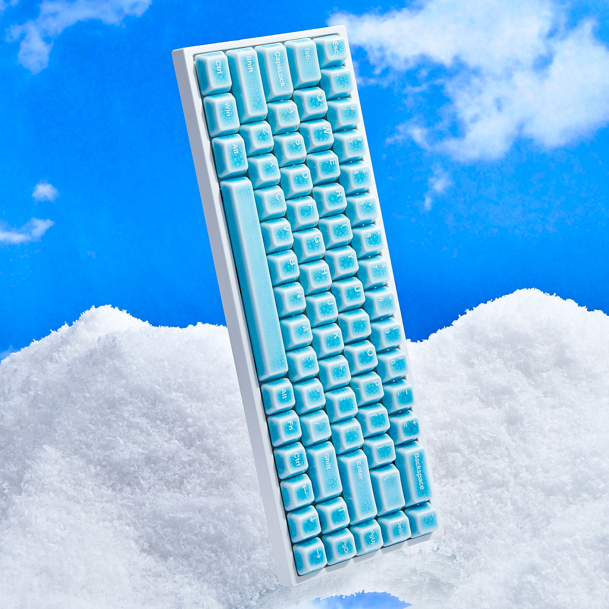 114 Keys Blue Crazed Ceramic Keycaps Set | Cerakey