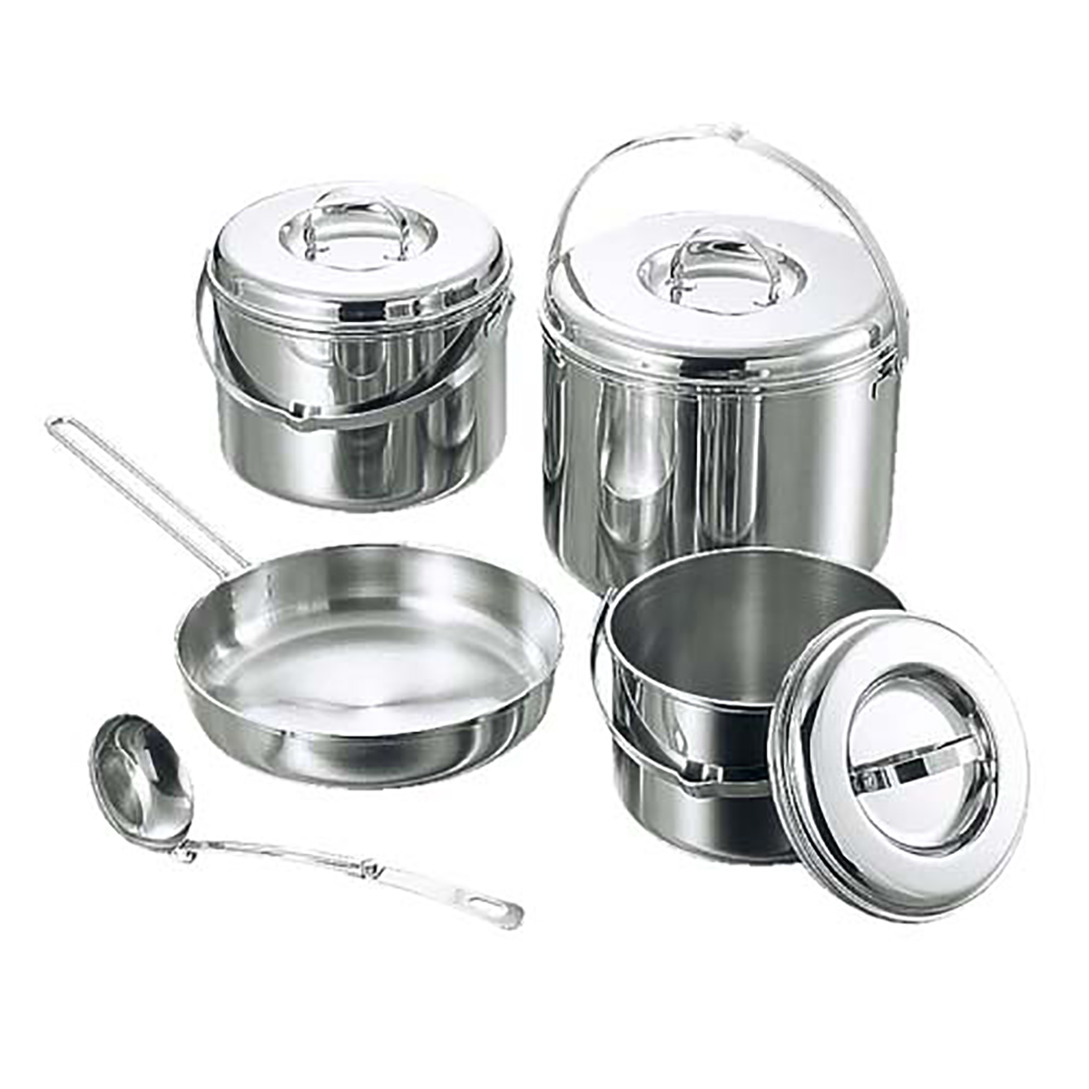 3層鋼キャンピングクッカーLセット〈バッグ付〉 - アウトドア