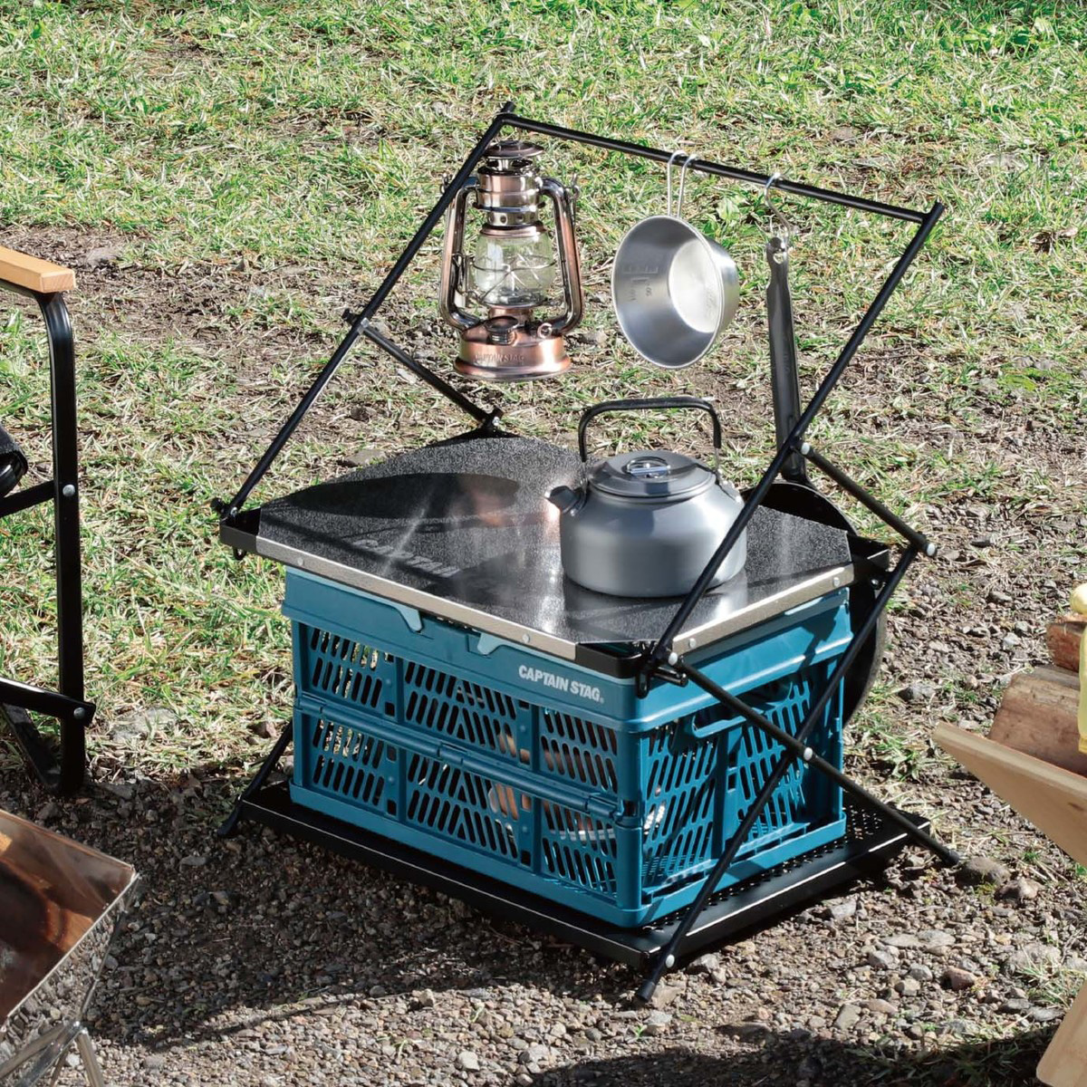 ステンレス ハンギングテーブル＜2段＞ - アウトドア・キャンプ用品