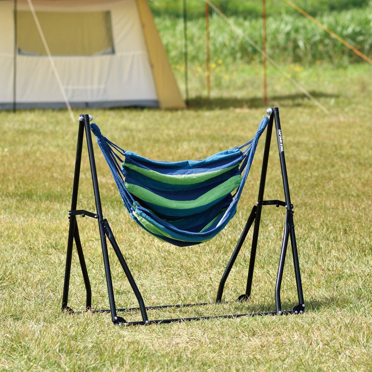 スチールポール 3WAYハンモックセット(グリーン・ブルー) - アウトドア