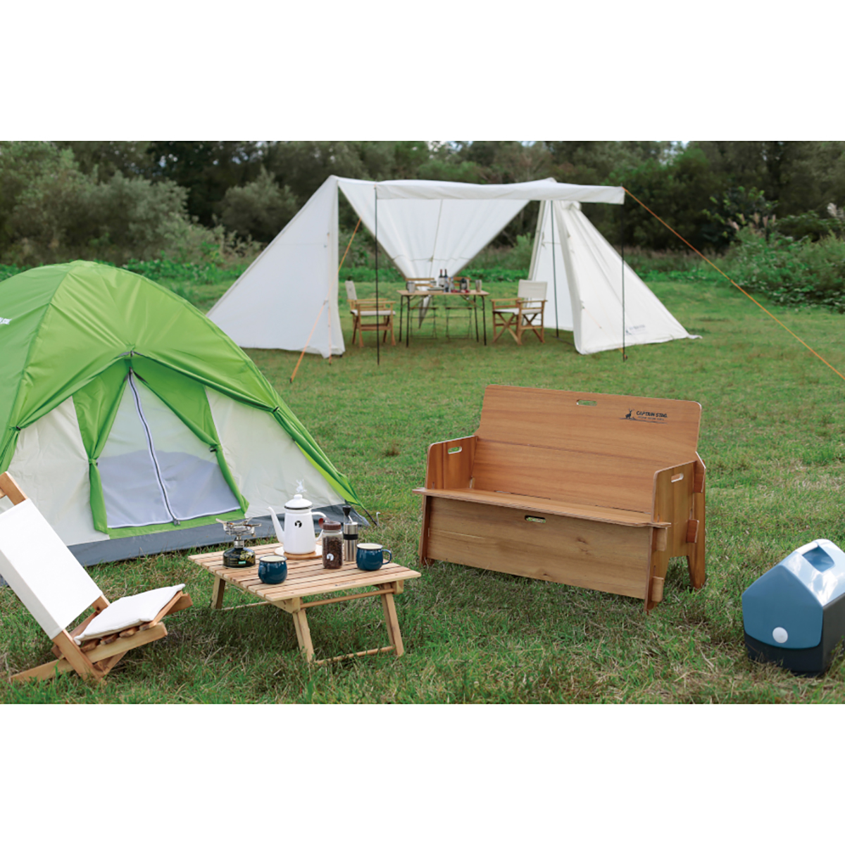 CSクラシックス ベニア背付きベンチ - アウトドア・キャンプ用品