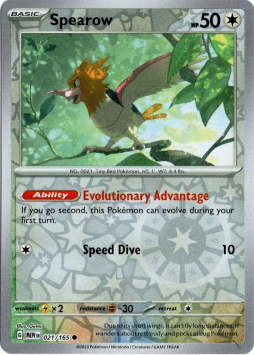 オニスズメ 海外版 英語版 リバホロ Spearow - 021/165 -【Card Chicken】