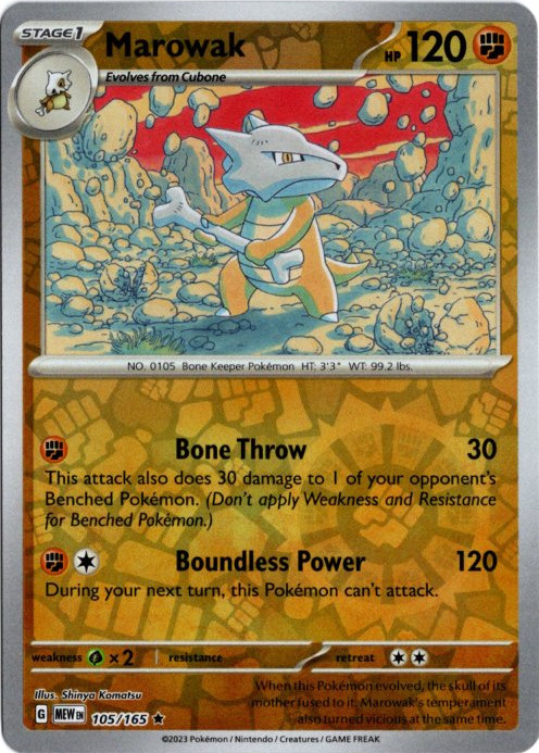 ガラガラ 海外版 英語版 リバホロ Marowak - 105/165 -【Card Chicken】