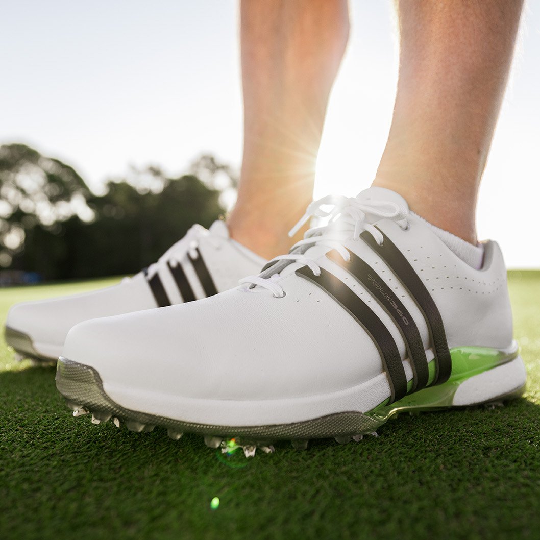 adidas Tour360 24 BOOST Golf Shoes White/Navy/Silver - Carl's Golfland