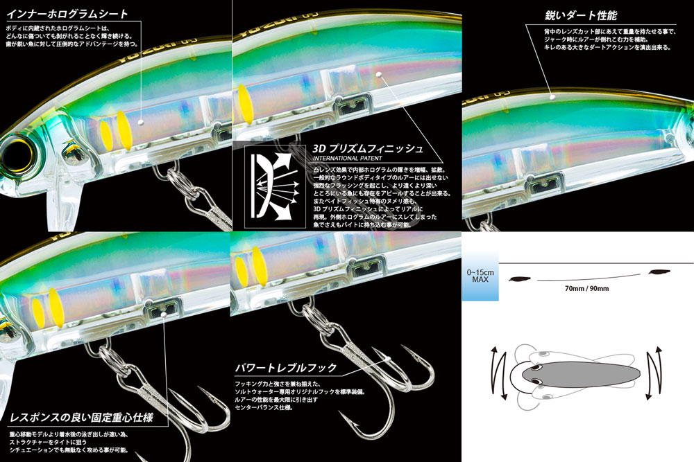 ヨーヅリ(YO-ZURI) 3D インショア サーフェスミノー (F) 70mm 05 HGM