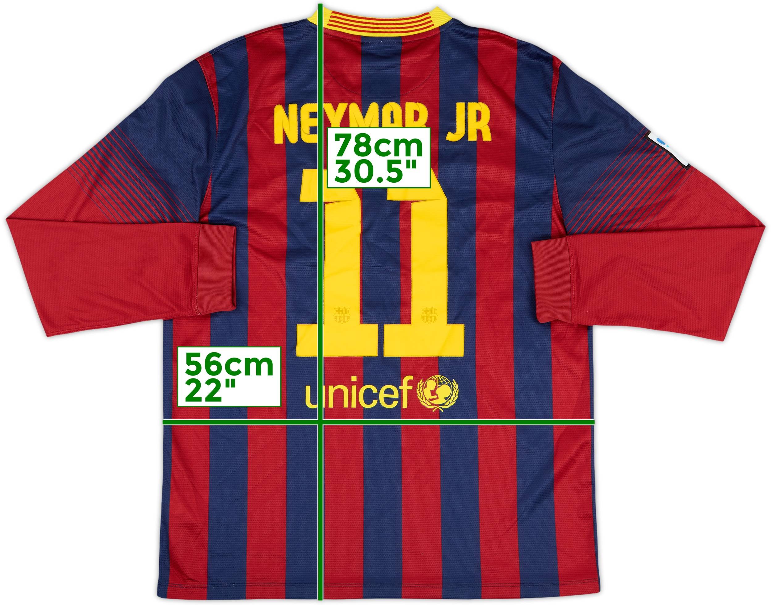 2013-14 Barcelona Home L/S Shirt Neymar Jr #11 - 7/10 - (L)