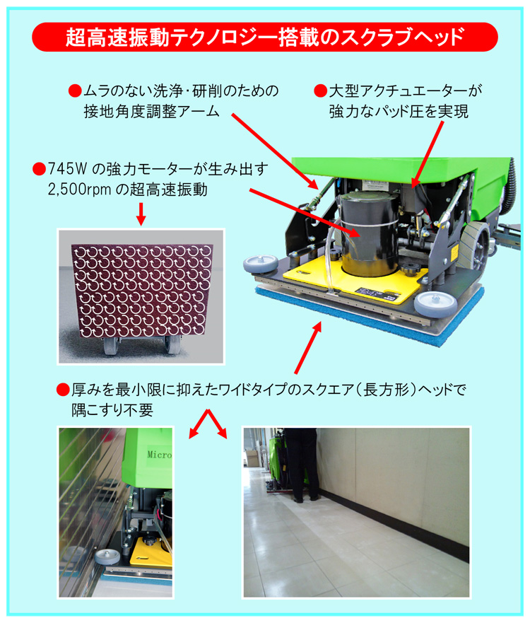蔵王産業 振動式自動床洗浄機マイクロマグ600-2抗菌