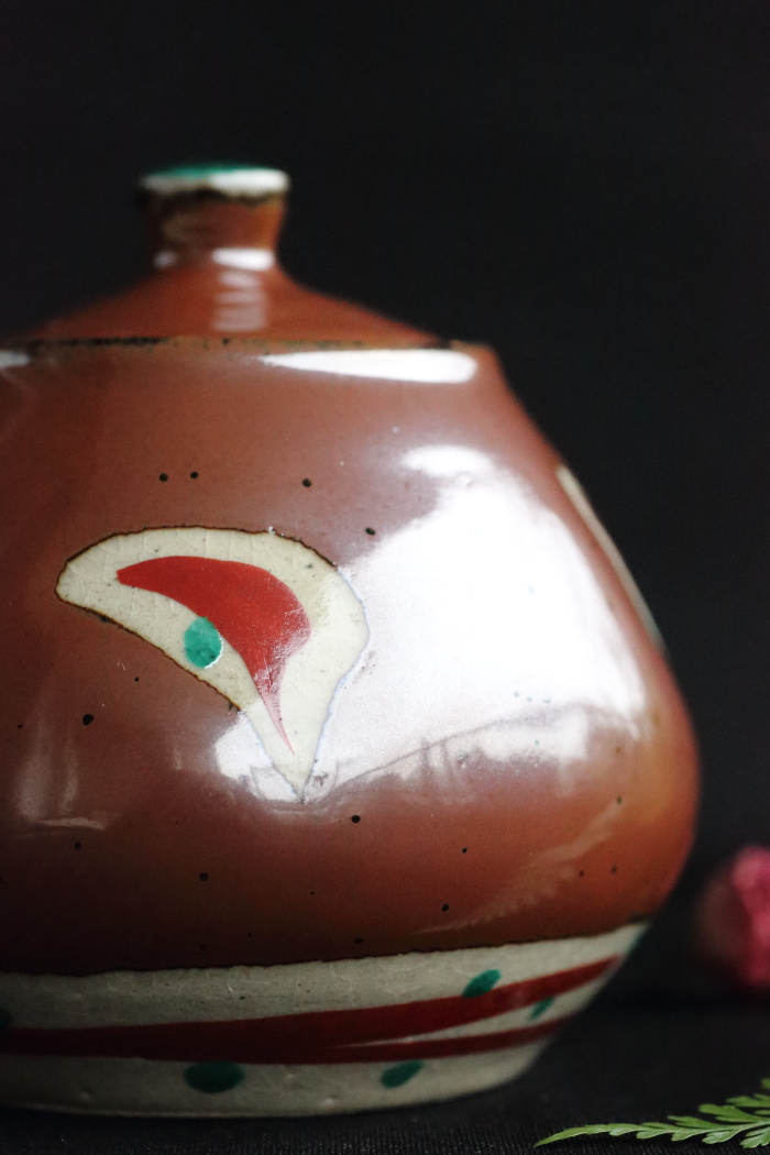 濱田友緒 柿釉赤絵急須大 満容量450ml 登窯焼成 作家もの益子焼茶器