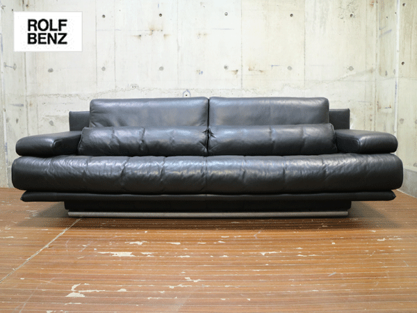 ROLF BENZ】ロルフベンツ 6500 高級 黒総革 3人掛けソファ IDC大塚家具